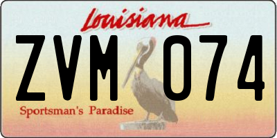 LA license plate ZVM074