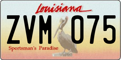 LA license plate ZVM075