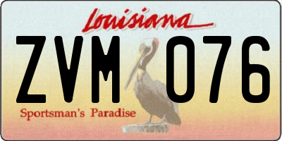 LA license plate ZVM076