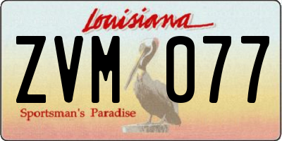 LA license plate ZVM077