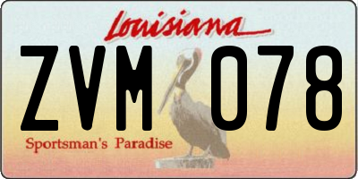 LA license plate ZVM078