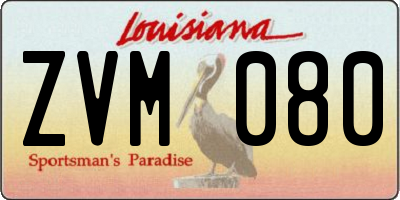 LA license plate ZVM080