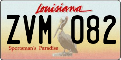 LA license plate ZVM082