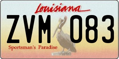 LA license plate ZVM083
