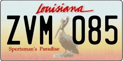 LA license plate ZVM085