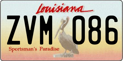 LA license plate ZVM086