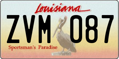 LA license plate ZVM087