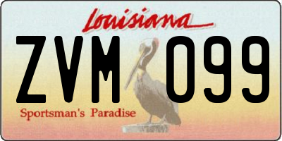 LA license plate ZVM099