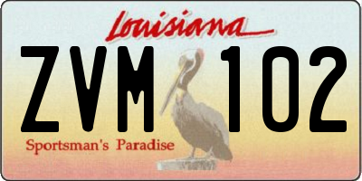 LA license plate ZVM102