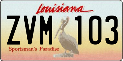 LA license plate ZVM103