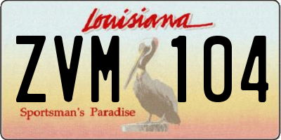 LA license plate ZVM104