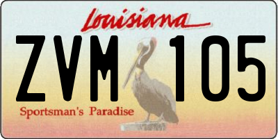 LA license plate ZVM105