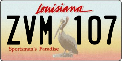 LA license plate ZVM107