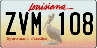 LA license plate ZVM108