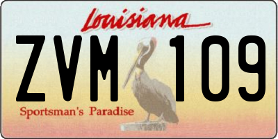 LA license plate ZVM109