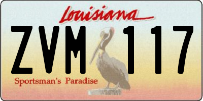 LA license plate ZVM117