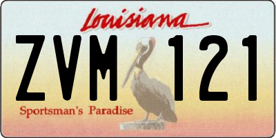 LA license plate ZVM121