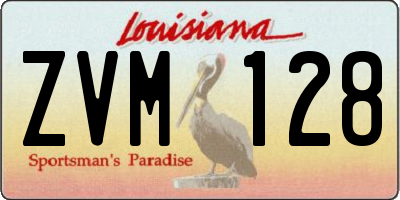 LA license plate ZVM128