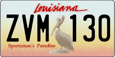 LA license plate ZVM130