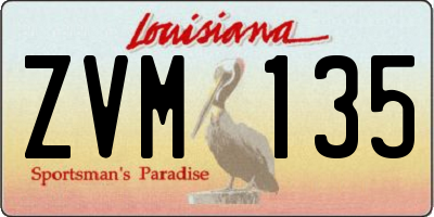 LA license plate ZVM135