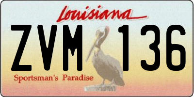 LA license plate ZVM136
