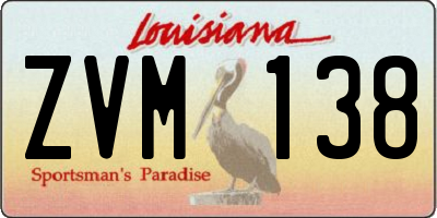 LA license plate ZVM138