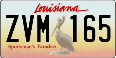 LA license plate ZVM165