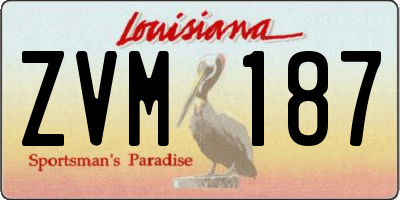 LA license plate ZVM187