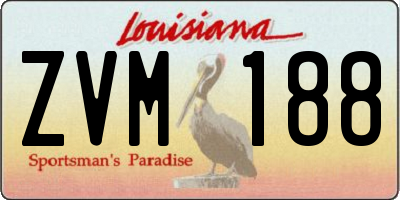 LA license plate ZVM188