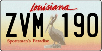LA license plate ZVM190