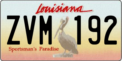 LA license plate ZVM192