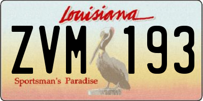 LA license plate ZVM193