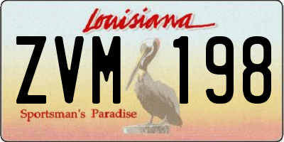 LA license plate ZVM198