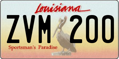 LA license plate ZVM200