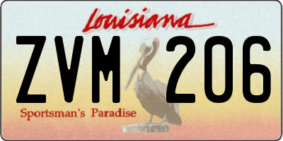 LA license plate ZVM206