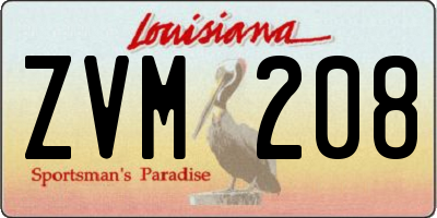 LA license plate ZVM208