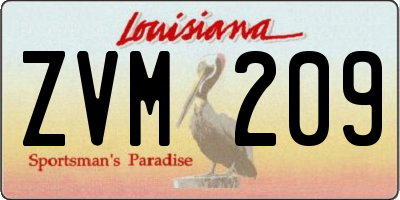 LA license plate ZVM209