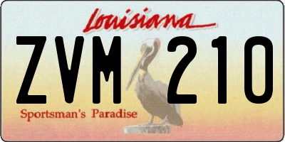 LA license plate ZVM210