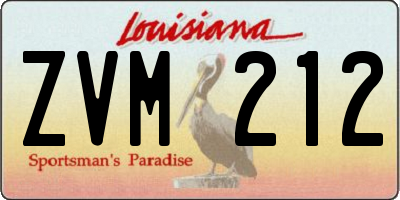 LA license plate ZVM212
