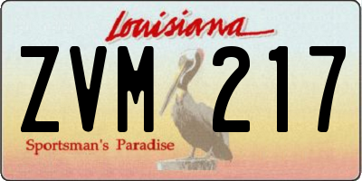 LA license plate ZVM217