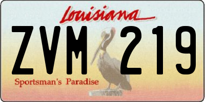 LA license plate ZVM219