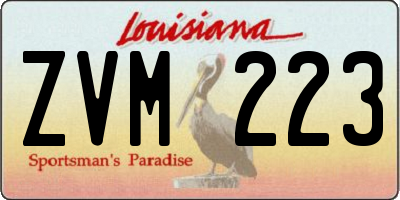 LA license plate ZVM223