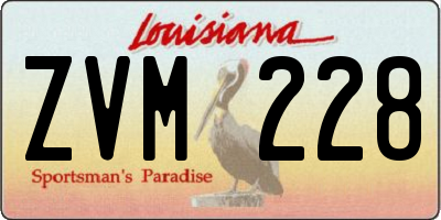 LA license plate ZVM228