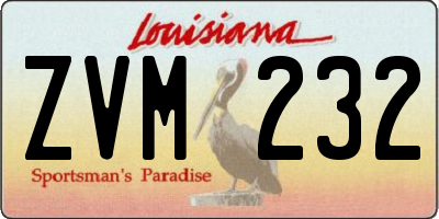 LA license plate ZVM232