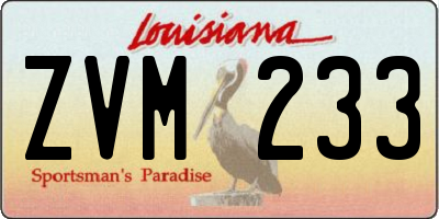 LA license plate ZVM233