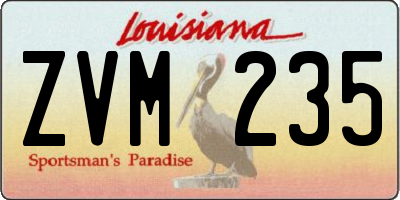 LA license plate ZVM235