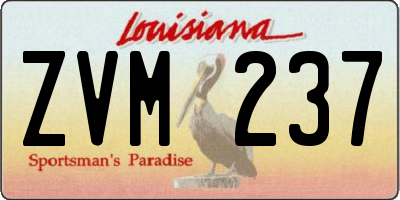 LA license plate ZVM237