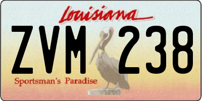 LA license plate ZVM238