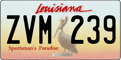 LA license plate ZVM239