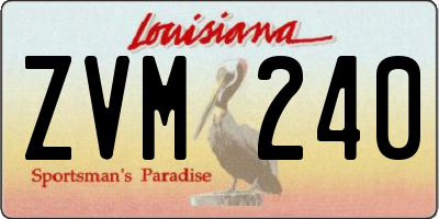 LA license plate ZVM240